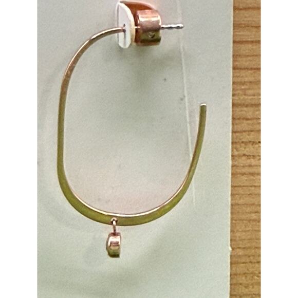 Michael Kors Rose Gold-Tone Stainless Hoop Earrings wCubic Zirconia - Picture 5 of 7